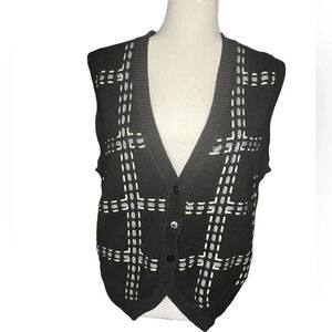 Vintage Ribbon Threaded Sweater Vest Cotton Large